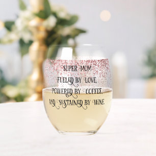 Super Mom Stemless Wine Glass