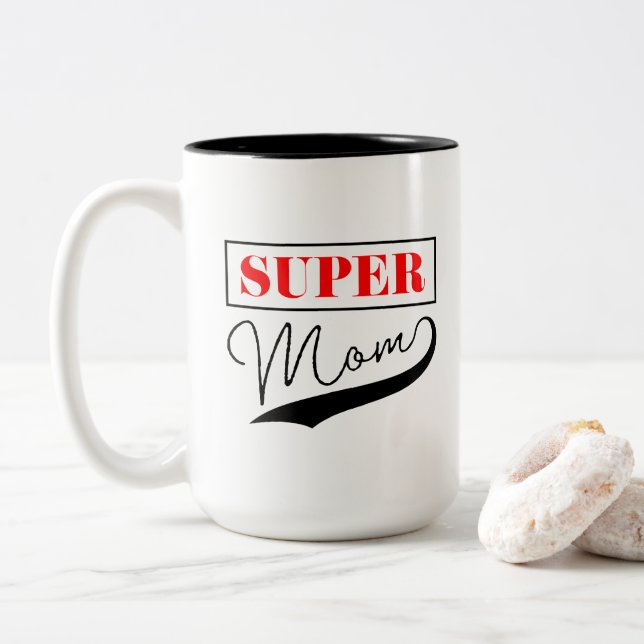 Super Mom Two-Tone Coffee Mug (With Donut)