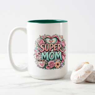 ** Super Mom Two-Tone Coffee Mug