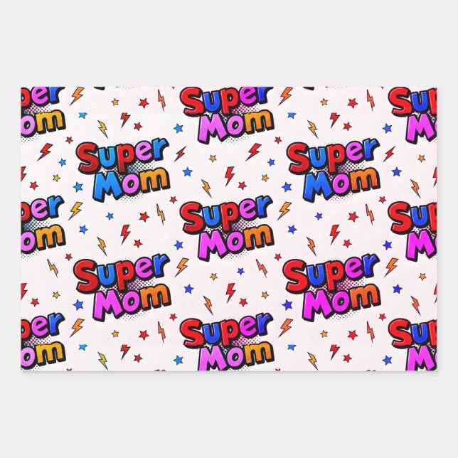 Super Mom Wrapping Paper Sheet (Front 3)