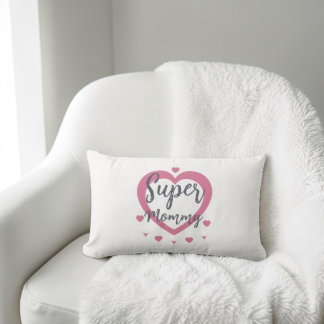 Super Mommy Personalized Best Mom Gift Lumbar Pillow
