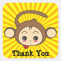 Super Monkey Face on Sunburst Background Thank You