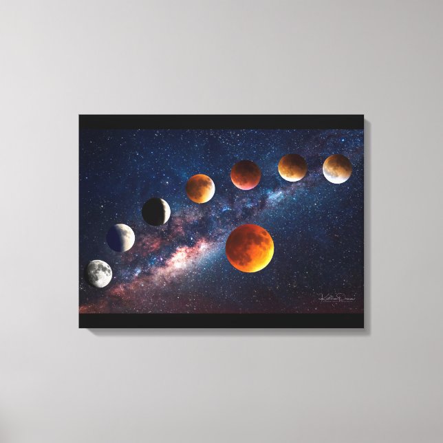 Super moon lunar eclipse 24x18 Wrapped Canvas (Front)