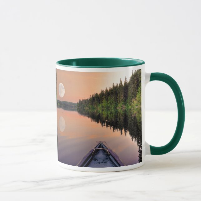Super Moon over Lake from a Canoe at Twilight Mug (Right)