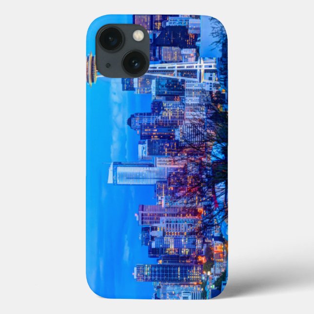 Super Moon rising near Seattle skyline Case-Mate iPhone Case (Back)