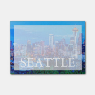 Super Moon rising near Seattle skyline Post-it Notes