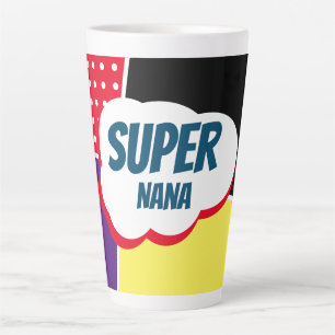 Super Nana Comic Cartoon with Purple and Yellow Latte Mug