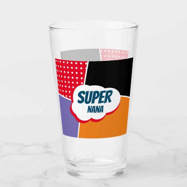 SUPER NANA Comic Style Glass (Front)