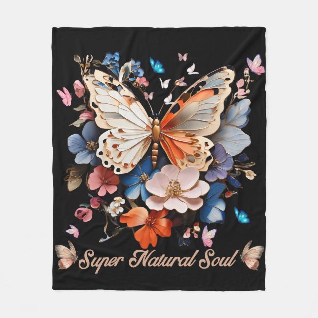 Super Natural Soul: Butterfly Garden Art Fleece Blanket (Front)