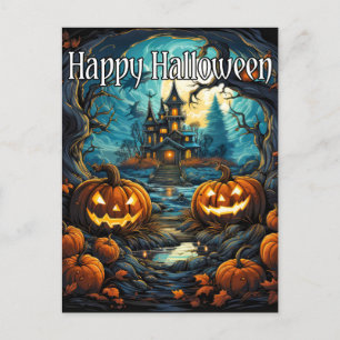 Super Nefarious Halloween Pumpkins Postcard