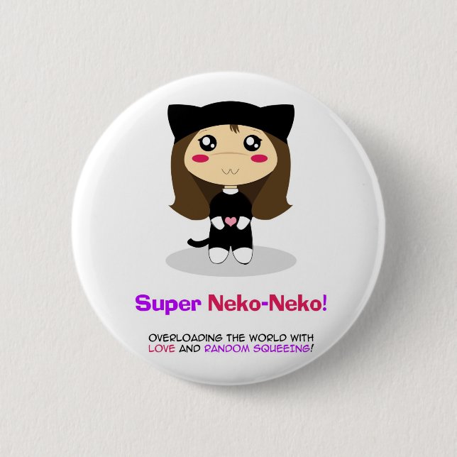 Super Neko-Neko 2 Inch Round Button (Front)