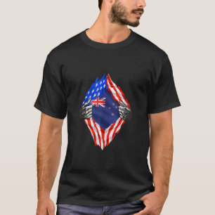 Super New Zealander Heritage New Zealand Roots Usa T-Shirt