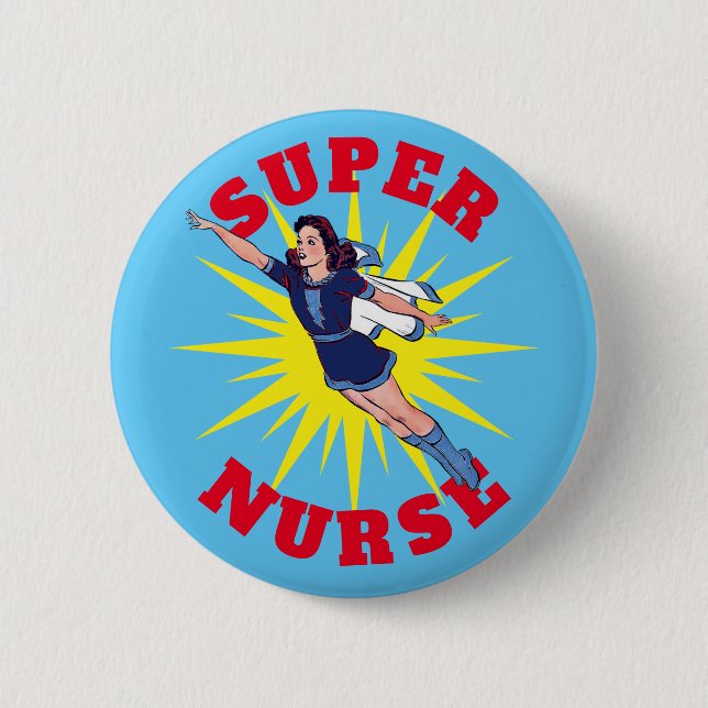 Super Nurse Hero Woman Template 2 Inch Round Button (Front)
