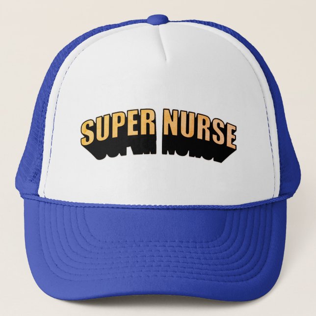 Super Nurse Pink Superhero Style Text Trucker Hat (Front)