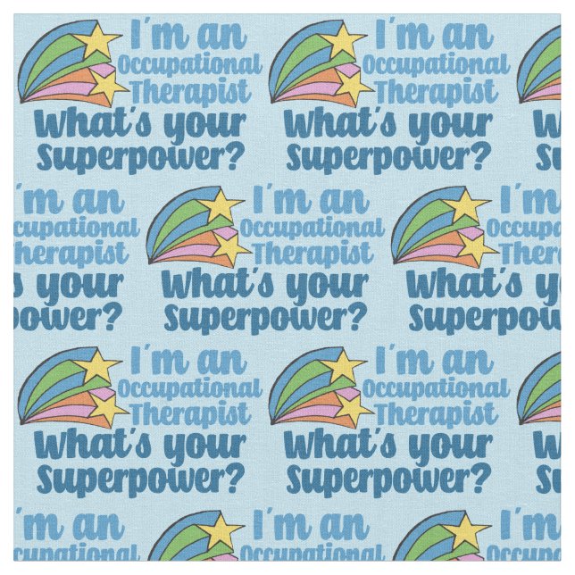 Super Occupational Therapist Cute Blue OT Fabric (Close Up)