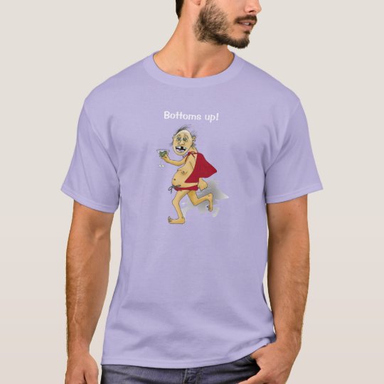 Super old guy cartoon with martini. "Super hero". T-Shirt