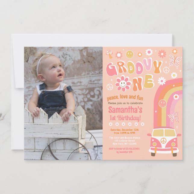 Super One Boho Retro 1er Anniversaire Invitations (Devant)