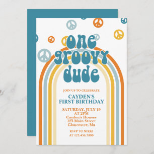 Super One Retro Boy Invitation d'anniversaire