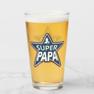 Super Papa Red White and Blue Glass