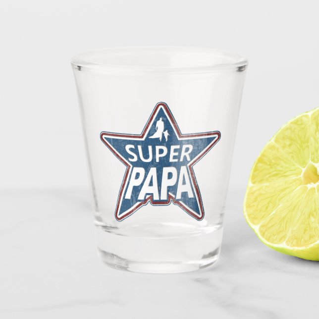 Super Papa Red White and Blue Shot Glass (Front)
