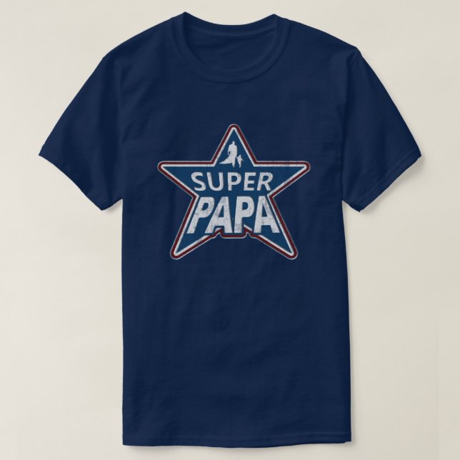 Super Papa Red White and Blue T-Shirt (Design Front)