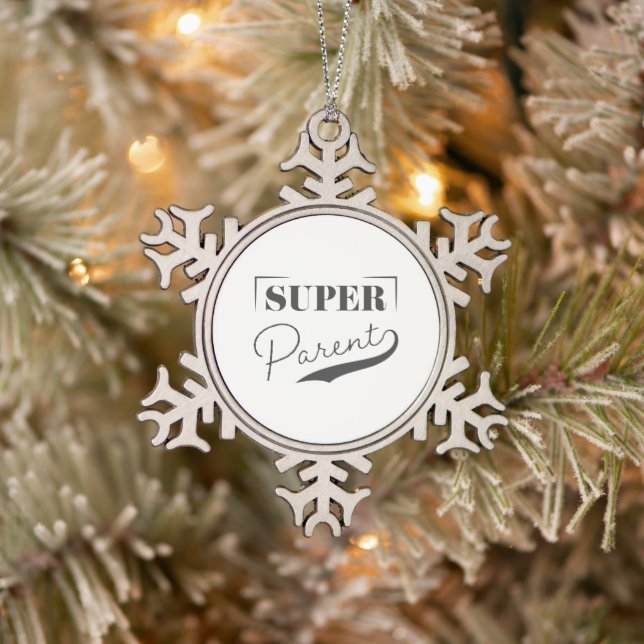 Super Parent Snowflake Pewter Christmas Ornament (Tree)