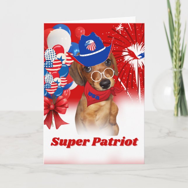 Super Patriot Dachshund Greeting Card (Front)