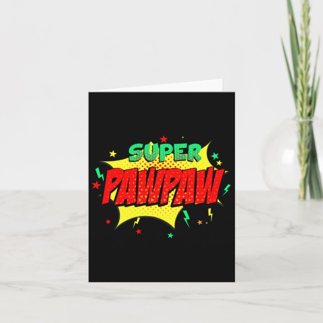 Super Pawpaw Comic Themed Style Superhero Fathers  Card (Front)