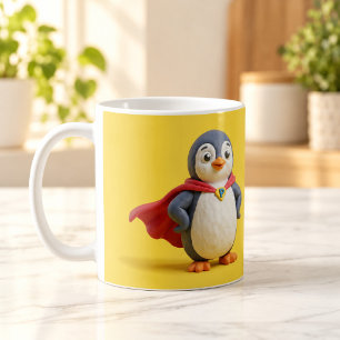 Super Penguin Hero Cute Clay Cartoon Mug