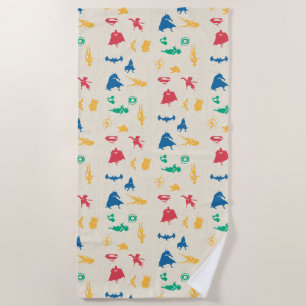 Super-Pets & Justice League Silhouette Pattern Beach Towel