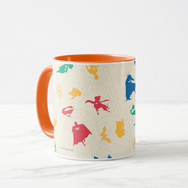 Super-Pets & Justice League Silhouette Pattern Mug (Front Left)