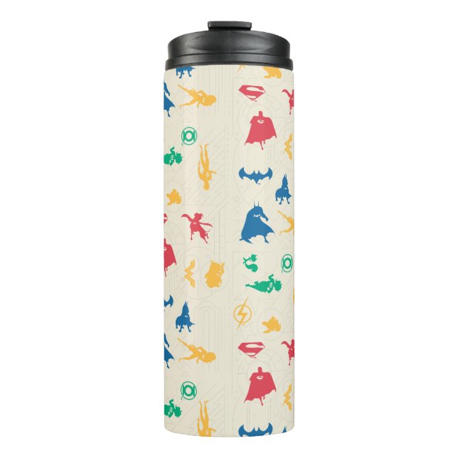 Super-Pets & Justice League Silhouette Pattern Thermal Tumbler (Front)