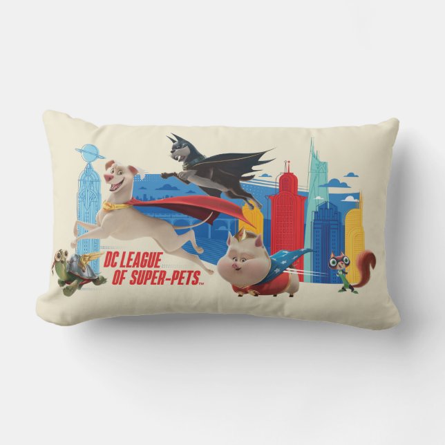 Super-Pets Patrolling Metropolis Lumbar Pillow (Front)