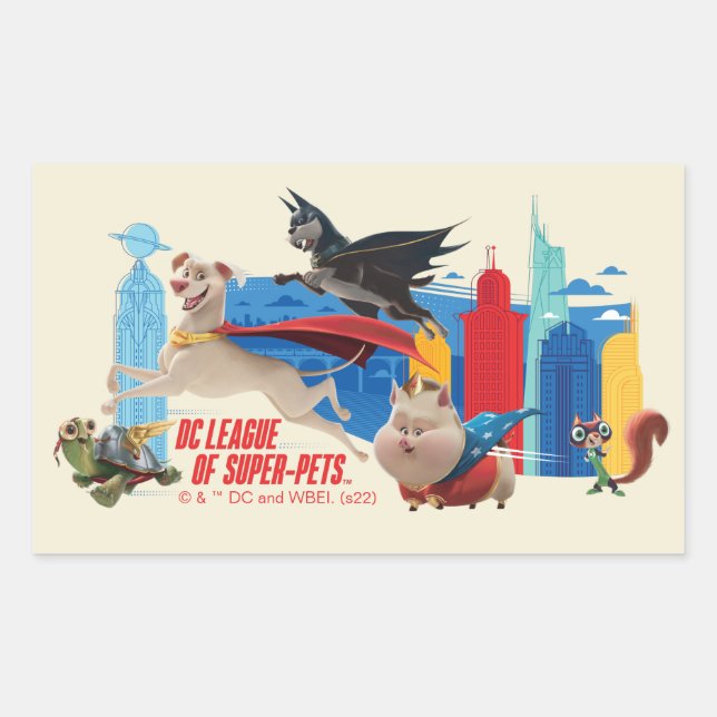 Super-Pets Patrolling Metropolis Sticker (Front)