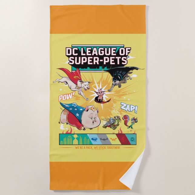 Super-Pets: We're A Pack, We Stick Together! Beach Towel (Front)