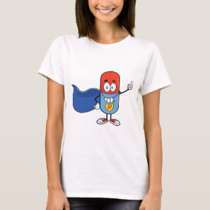 Super Pill Cartoon Hero Character T-Shirt