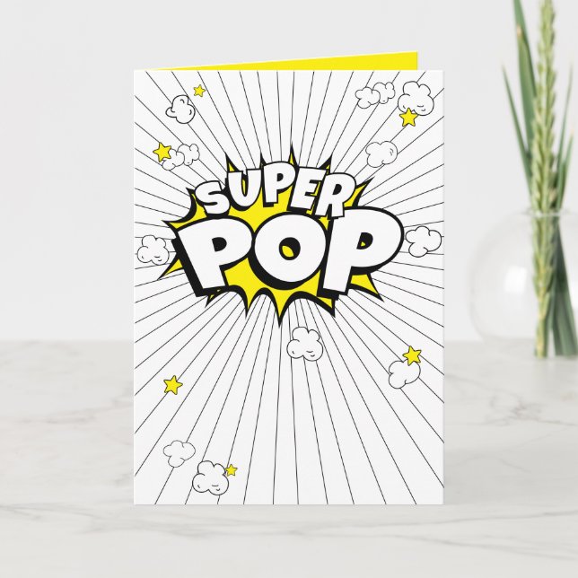 SUPER POP ! Carte bleue minimaliste, amusante, Pun (Devant)