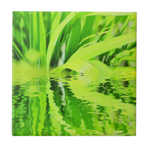 Super Positive Bright Green Grass Reflection Tile