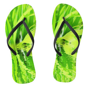 Super Positive Green Grass Reflection Flip Flops