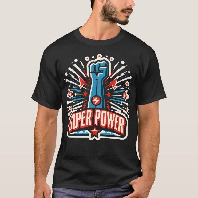 Super Power Comic Style Artwork T-Shirt (Front)