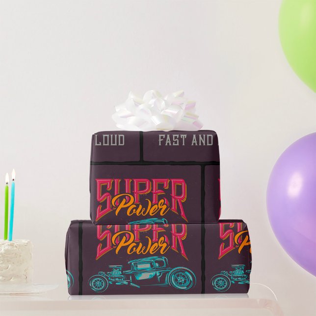 Super Power Hot Rod Wrapping Paper (Creator Uploaded)