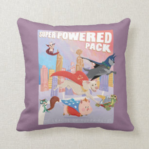 Super Powered Pack Metropolis Illustration Throw Pillow