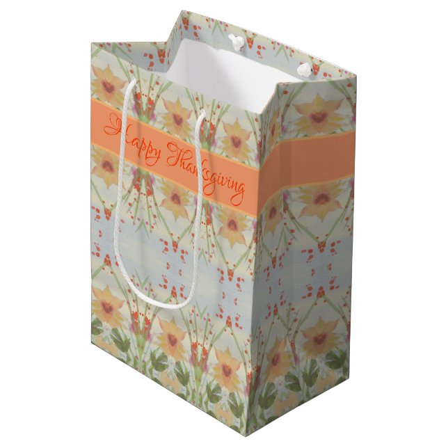 Super Pretty Medium Thanksgiving Gift Bag (Front Angled)