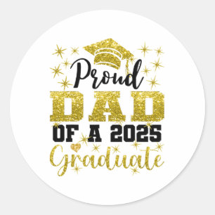Super Proud Dad Of 2025 Graduate Senior Graduation Classic Round Sticker
