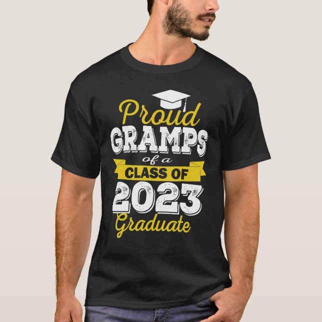 Super Proud Gramps Of 2023 Graduate Awesome Family T-Shirt (Front)