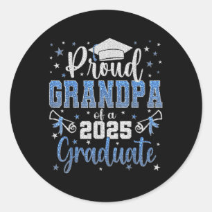 Super Proud Grandpa Of 2025 Graduate Graduation Fa Classic Round Sticker