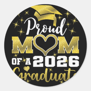 Super Proud Mom Of 2026 Graduate Senior Graduation Classic Round Sticker