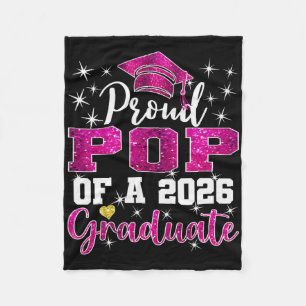 Super Proud Pop Of 2026 Graduate Senior Graduation Fleece Blanket