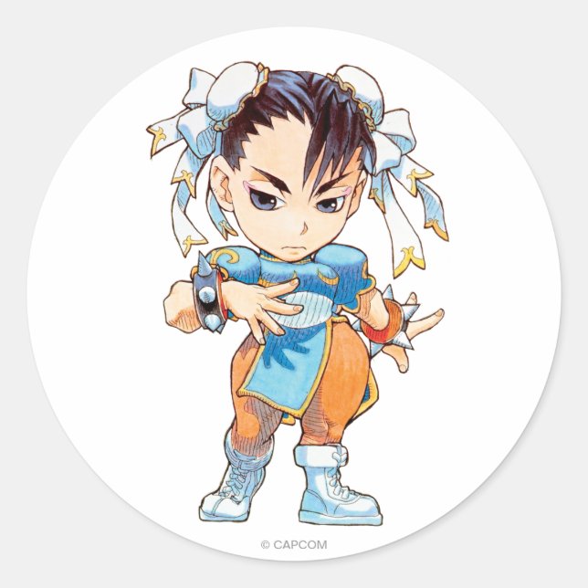 Super Puzzle Fighter II Turbo Chun-Li Classic Round Sticker (Front)