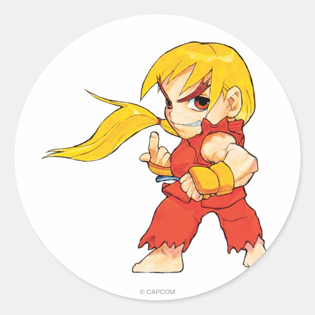Super Puzzle Fighter II Turbo Ken Classic Round Sticker (Front)